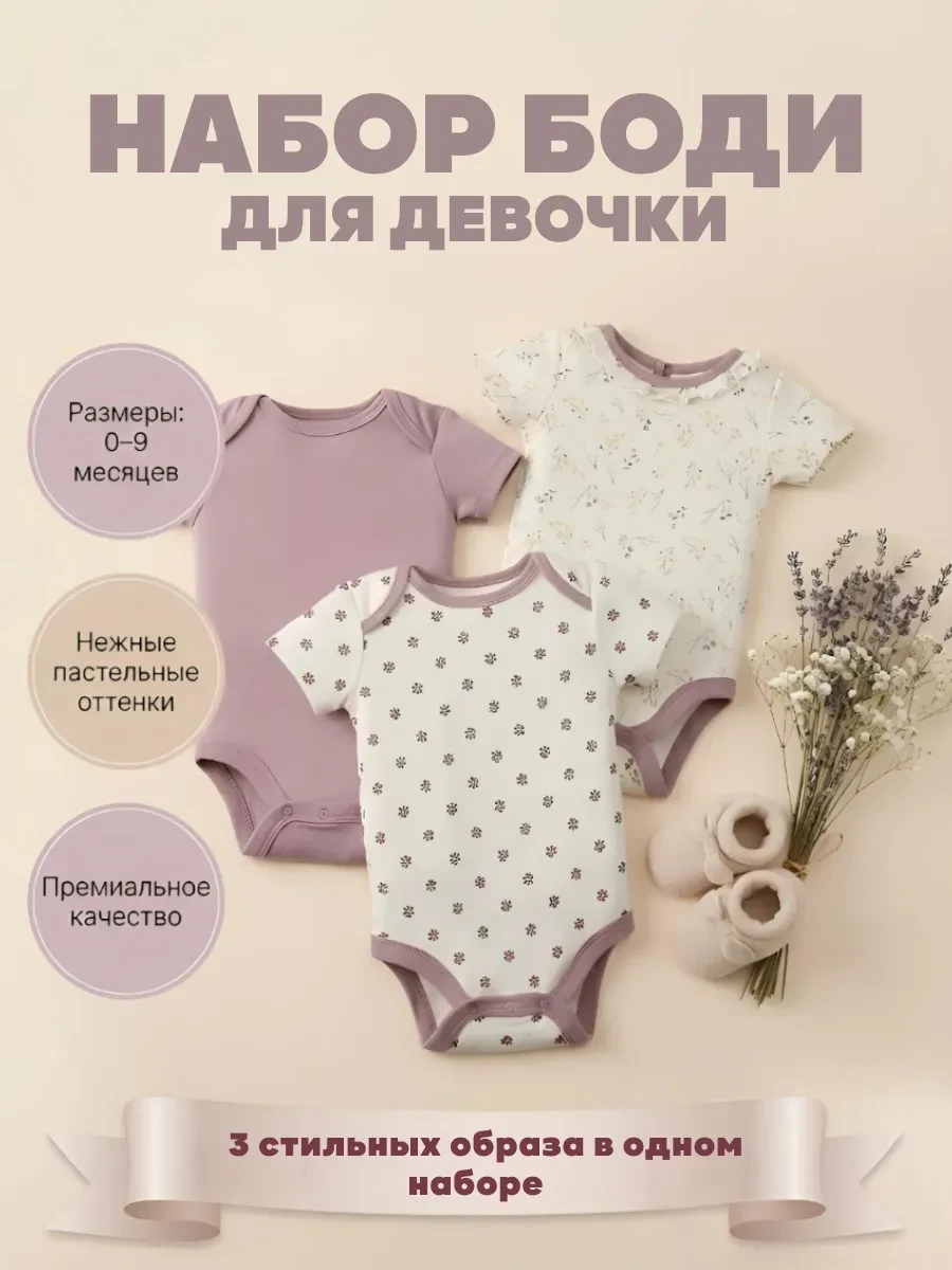 ⚡️ Боди для новорождённых девочек с коротким рукавом