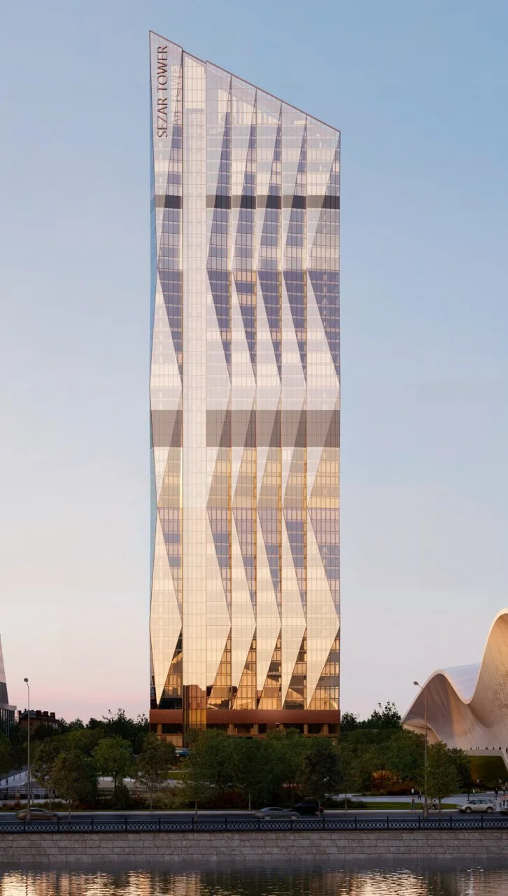 Панорамный лифт в Sezar Tower в Москва-Сити.
