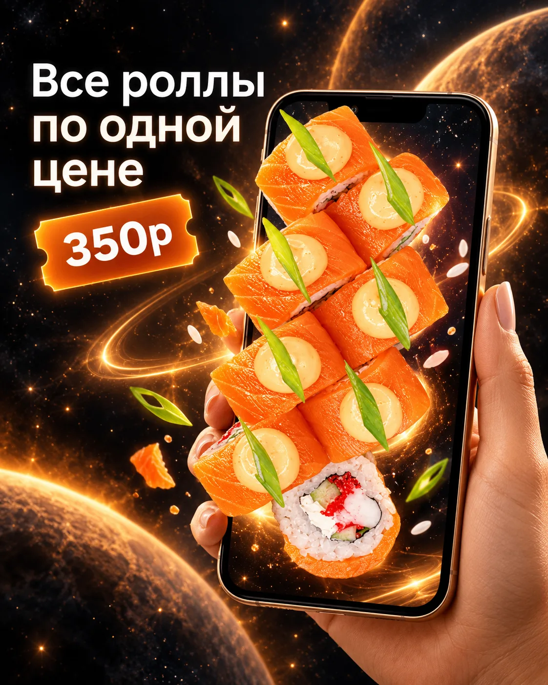 Все роллы по одной цене — 350 ₽
