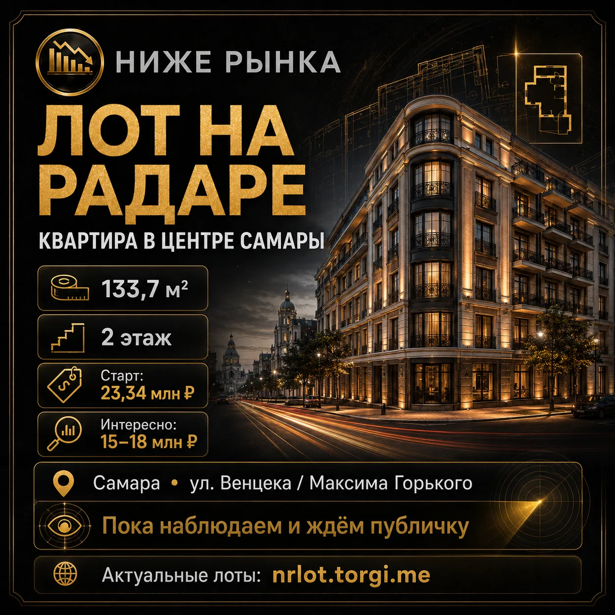 🔥 Лот на радаре: квартира в центре Самары

Нашёл интересную квартиру на торгах:

📍 Самара, ул. Вен