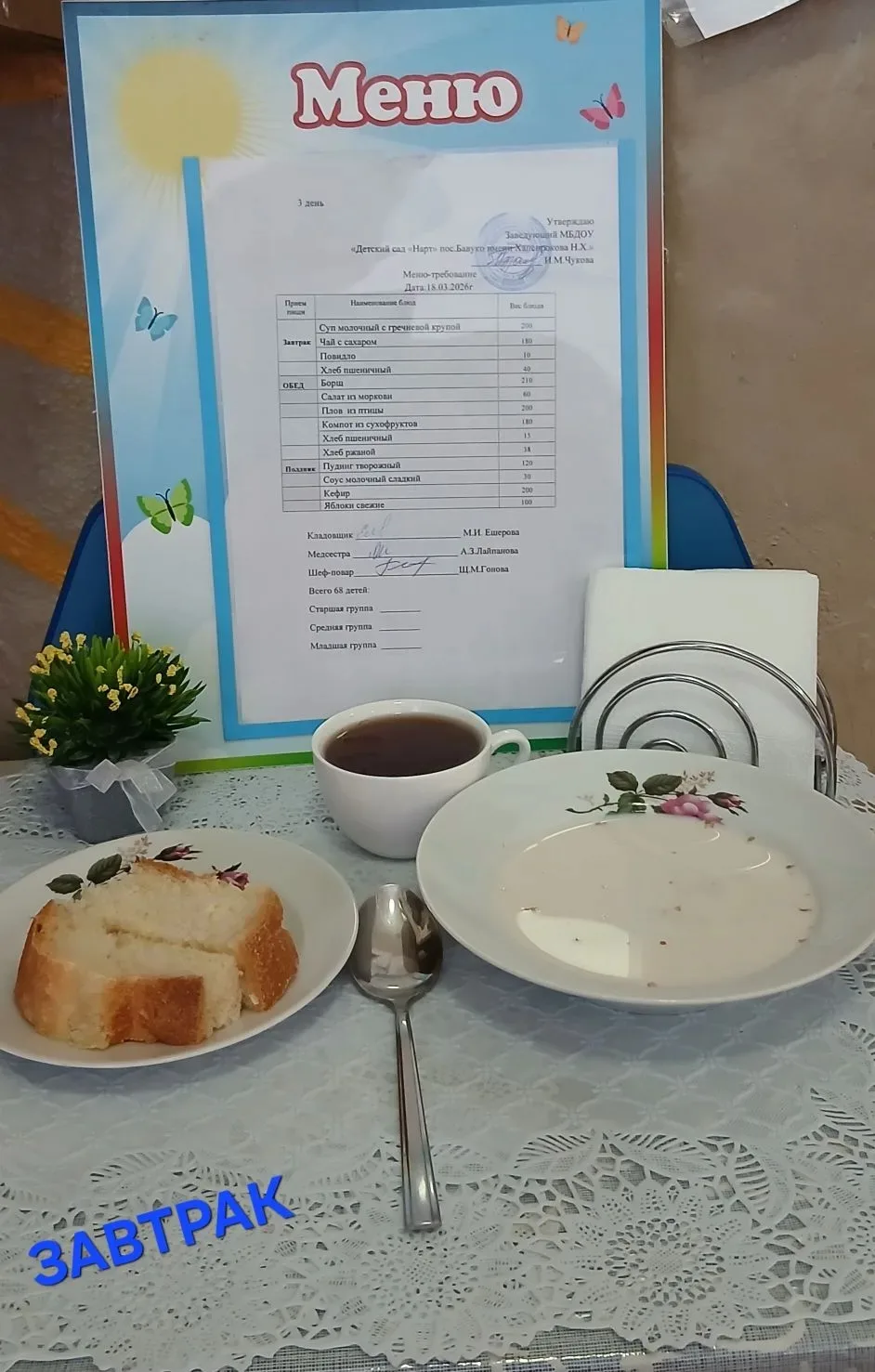 Питание детей на 18.03.2026г.