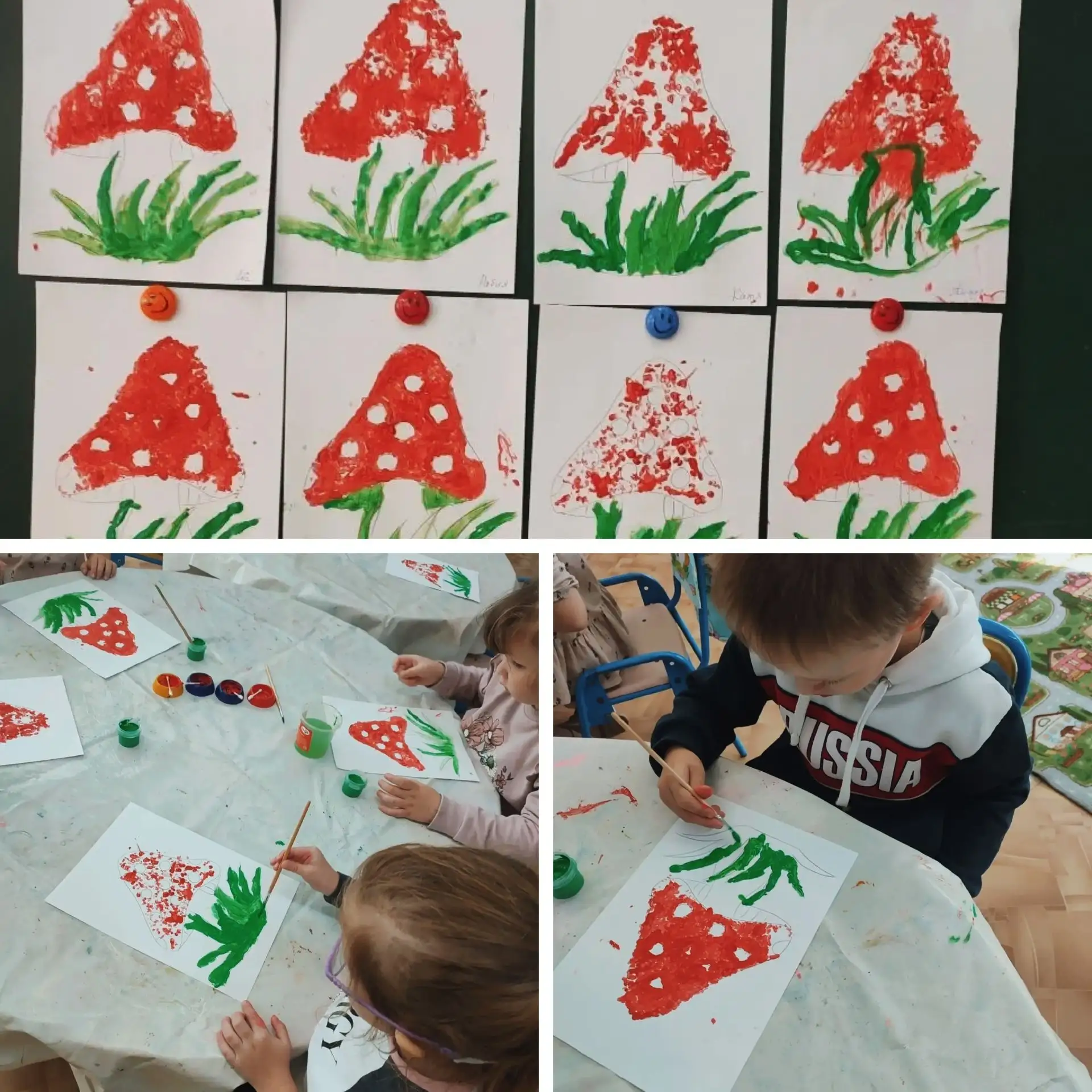 Рисование ватными палочками и кистью 🎨"Мухомор" 🍄