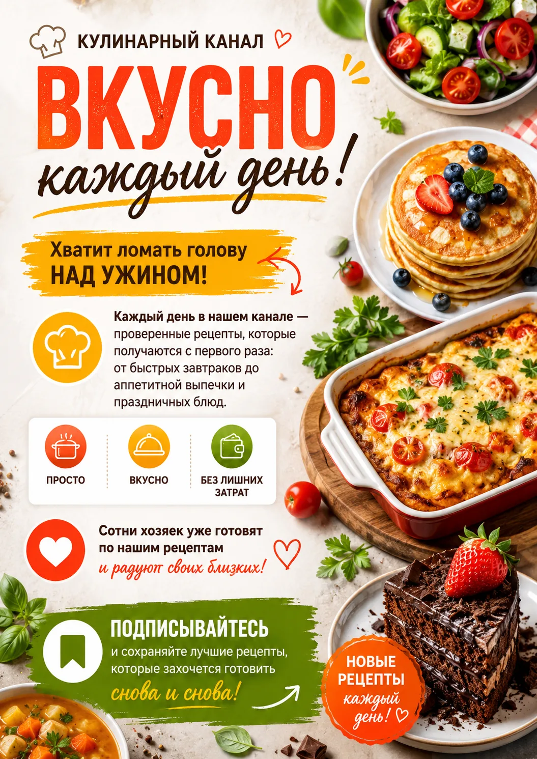 🍰 Хватит ломать голову над ужином!
