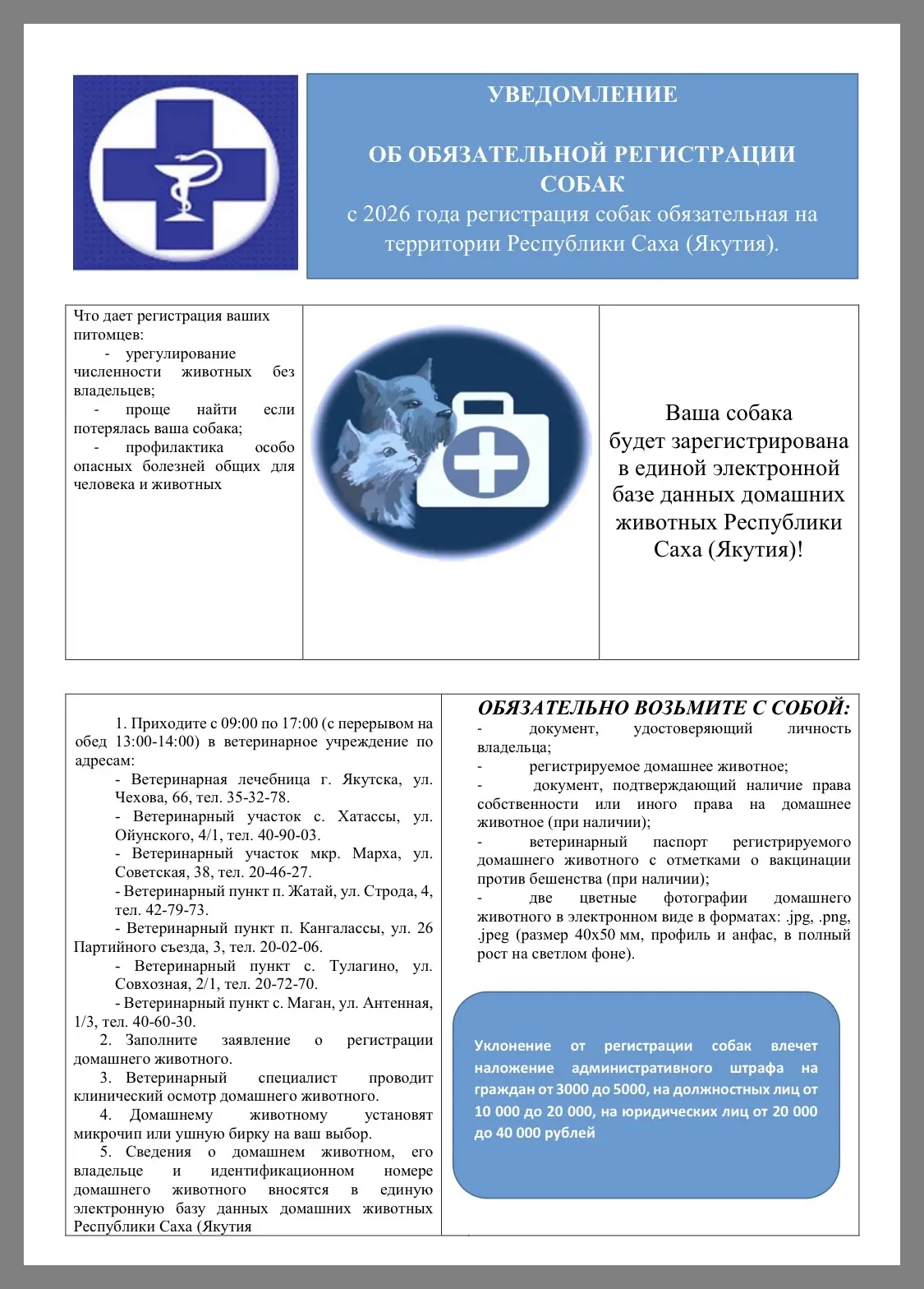 🐾 Важное НАПОМИНАНИЕ  для владельцев животных!