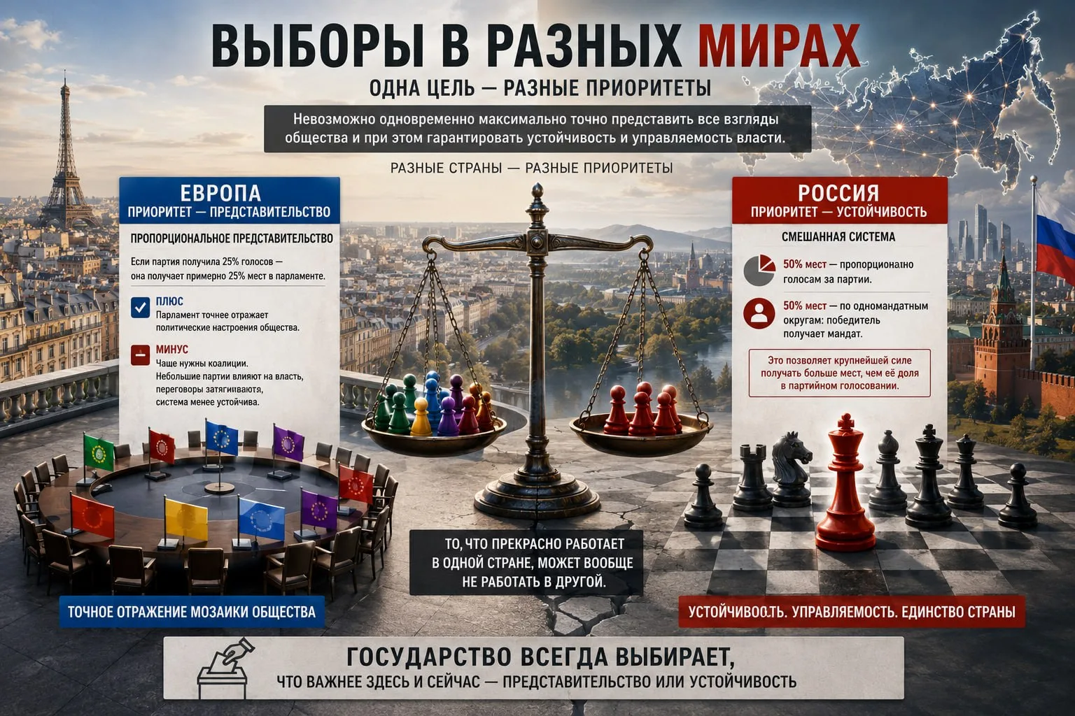 А в Европе выборы устроены лучше? Не совсем. Они просто решают другую задачу