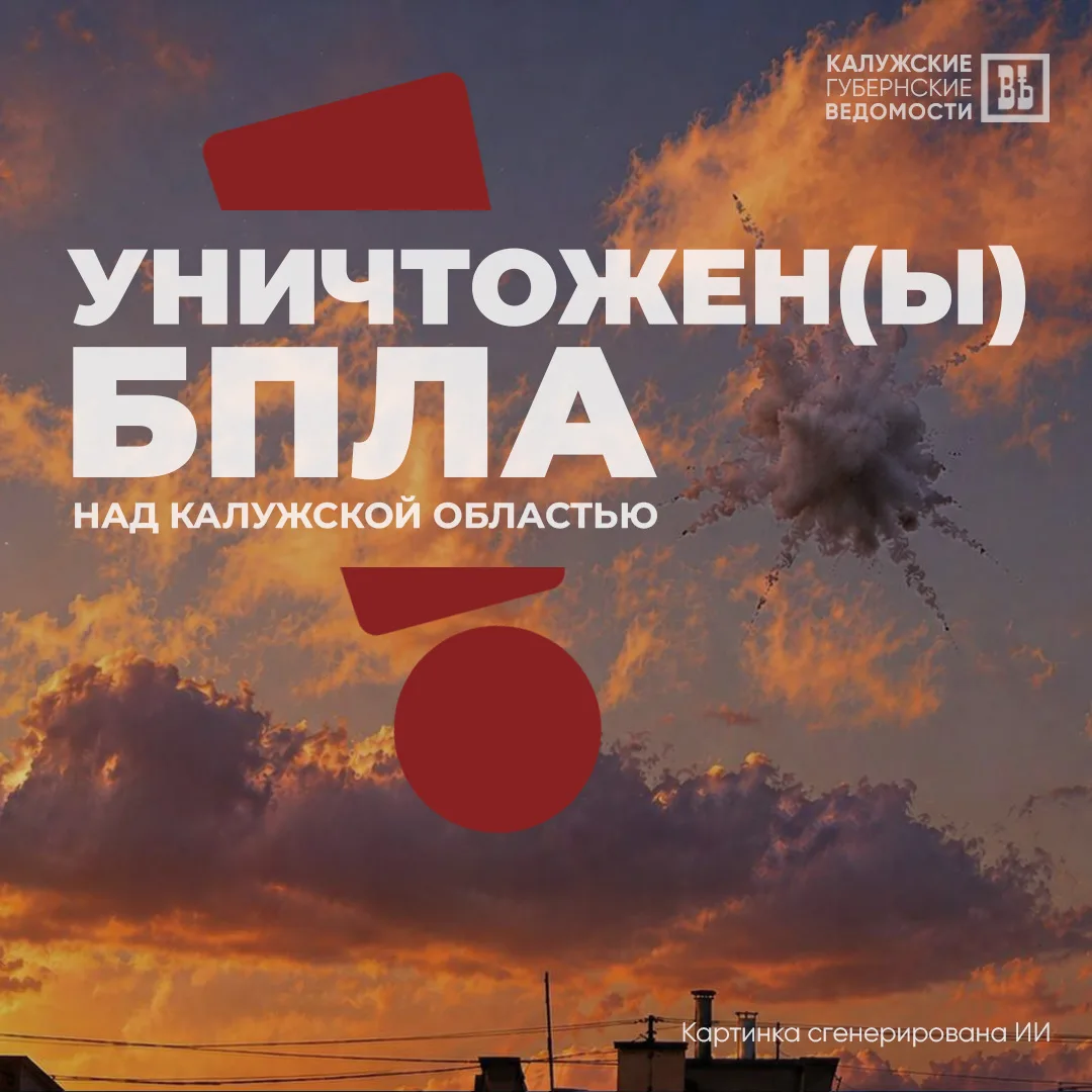 ❗️2 беспилотника сбили вечером над Калужской областью  Сегодня вечером силами ПВО уничтожены 2 БПЛА 