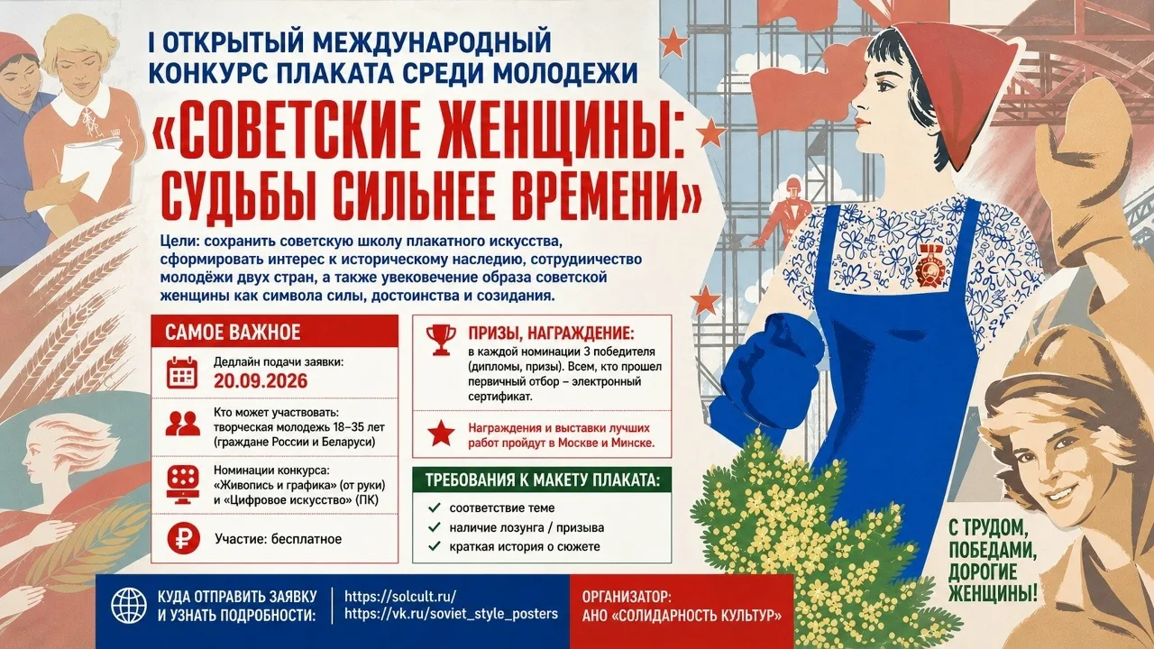 I Открытый международный конкурс плаката среди молодежи «Советские женщины: судьбы силь...