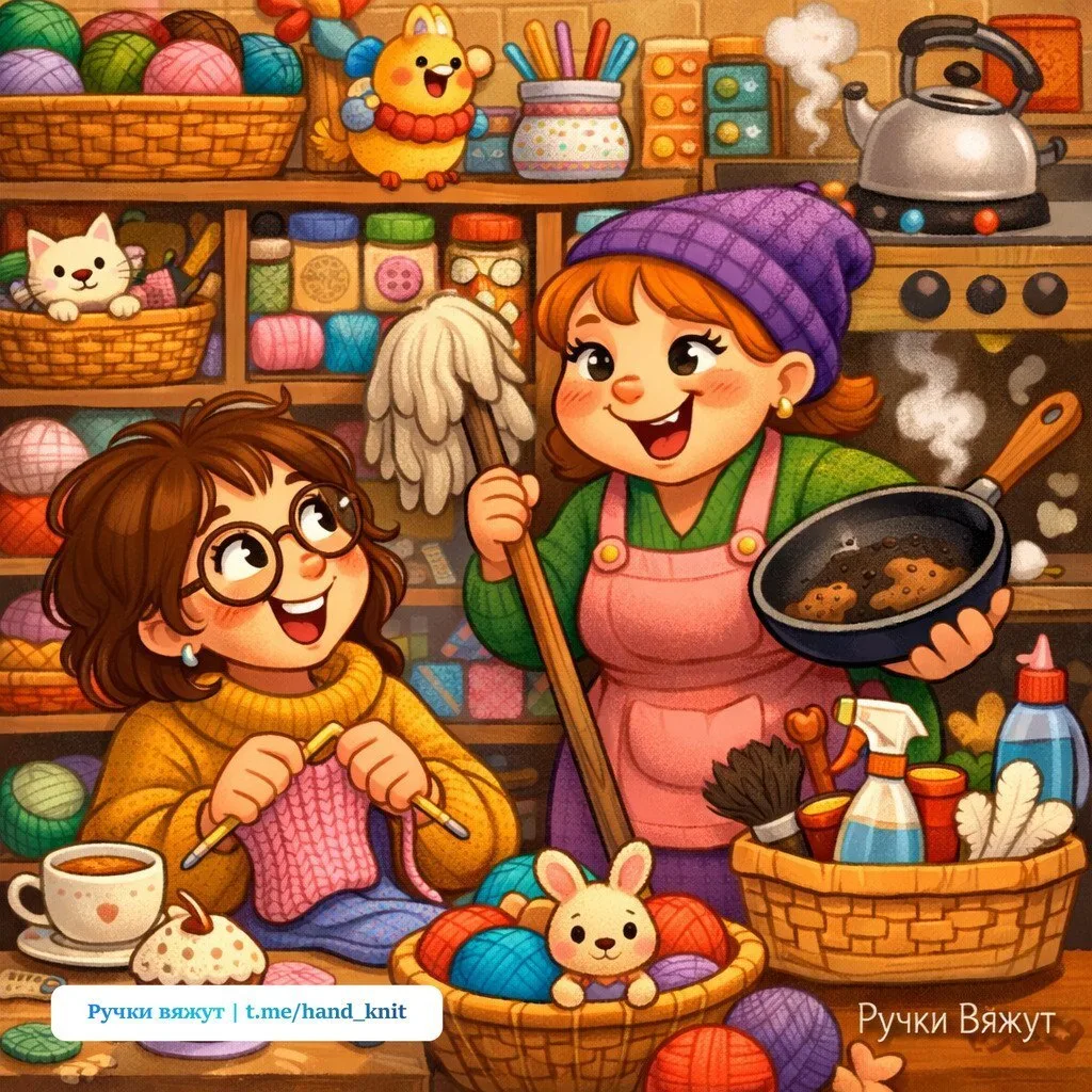 Уборка и готовка - это для тех, кто вязать не умеет! 😆