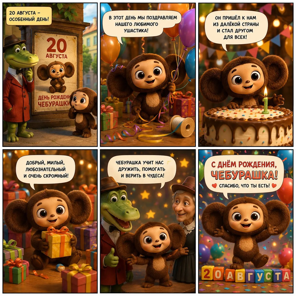 🎉 20 августа — День рождения Чебурашки! 🎉