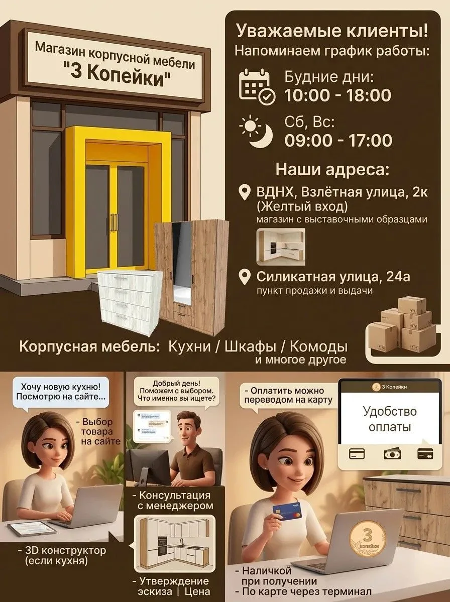 🛜Не хотите ехать в магазин?- Выбирайте мебель онлайн — заходите на наш сайт https://3kopeiki.ru
 ил