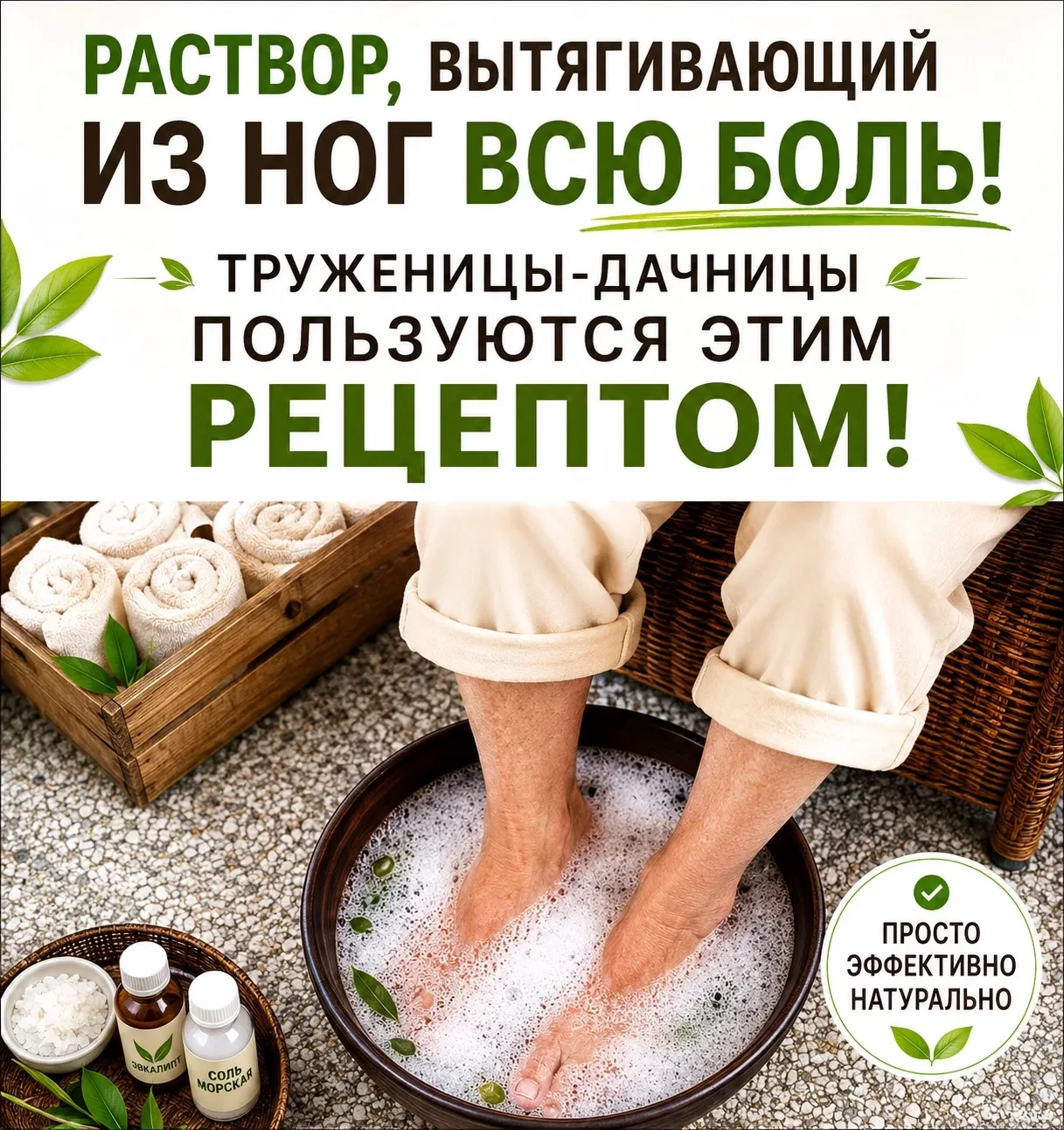 📌Убираем боль из ног!

Несколько лет назад по ночам крутило и выворачивало ноги – не знала, куда и 
