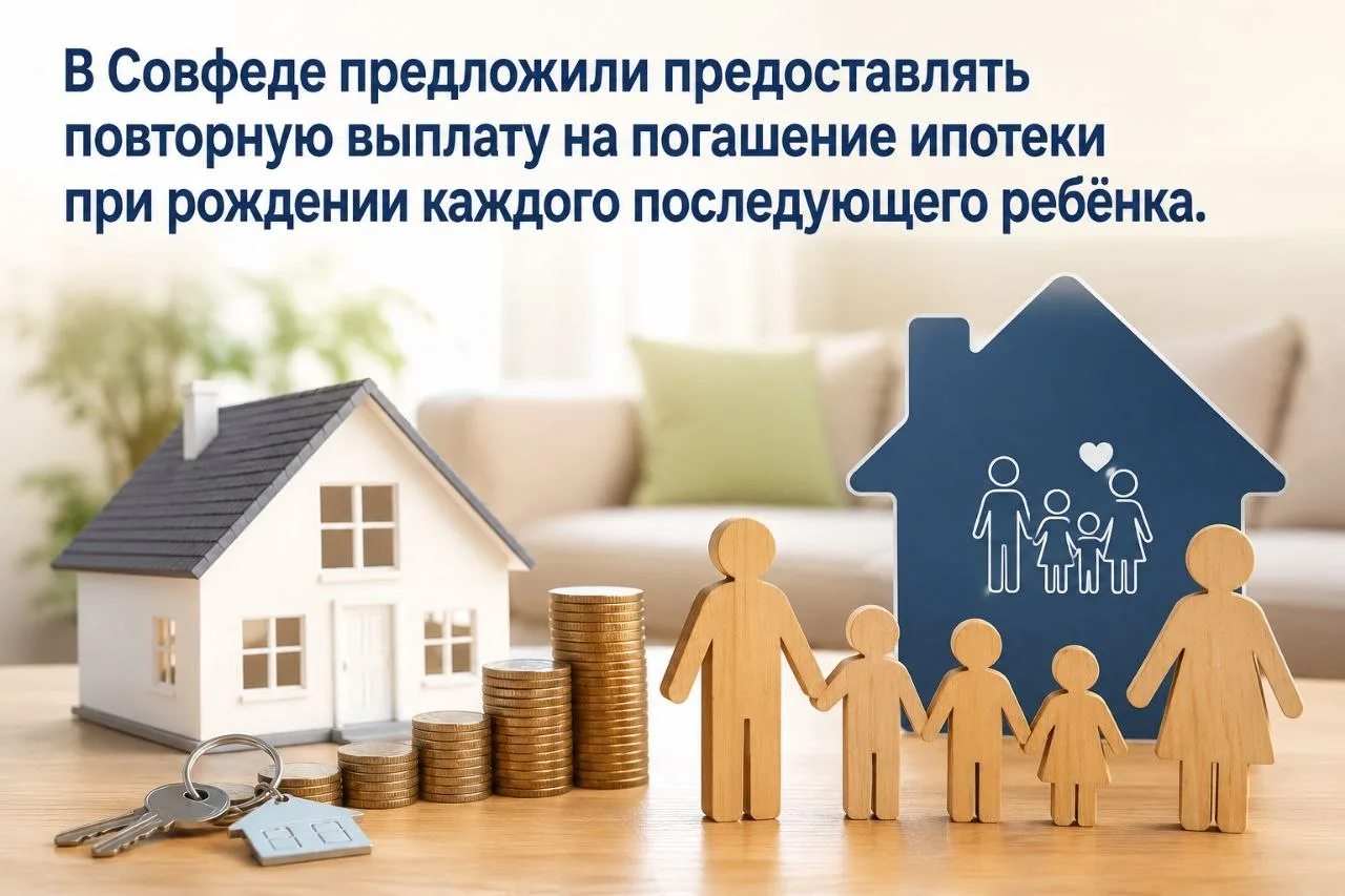 ⚡️ В Совфеде предложили предоставлять повторную выплату на погашение ипотеки при рождении каждого по