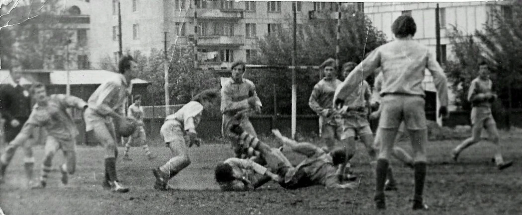 Отрадная улица. Матч регбийной команды Орбита на домашнем стадионе, 1972 год.