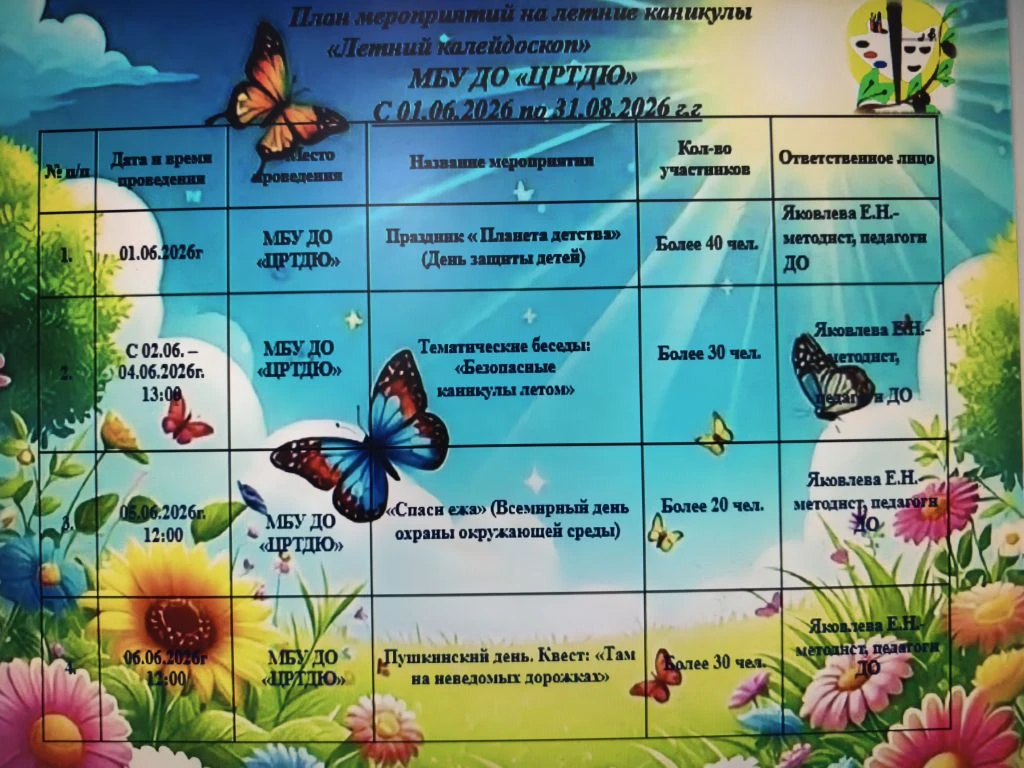 План мероприятий "Лето-2026 с ЦРТДЮ": каникулы в ритме Единства🇷🇺