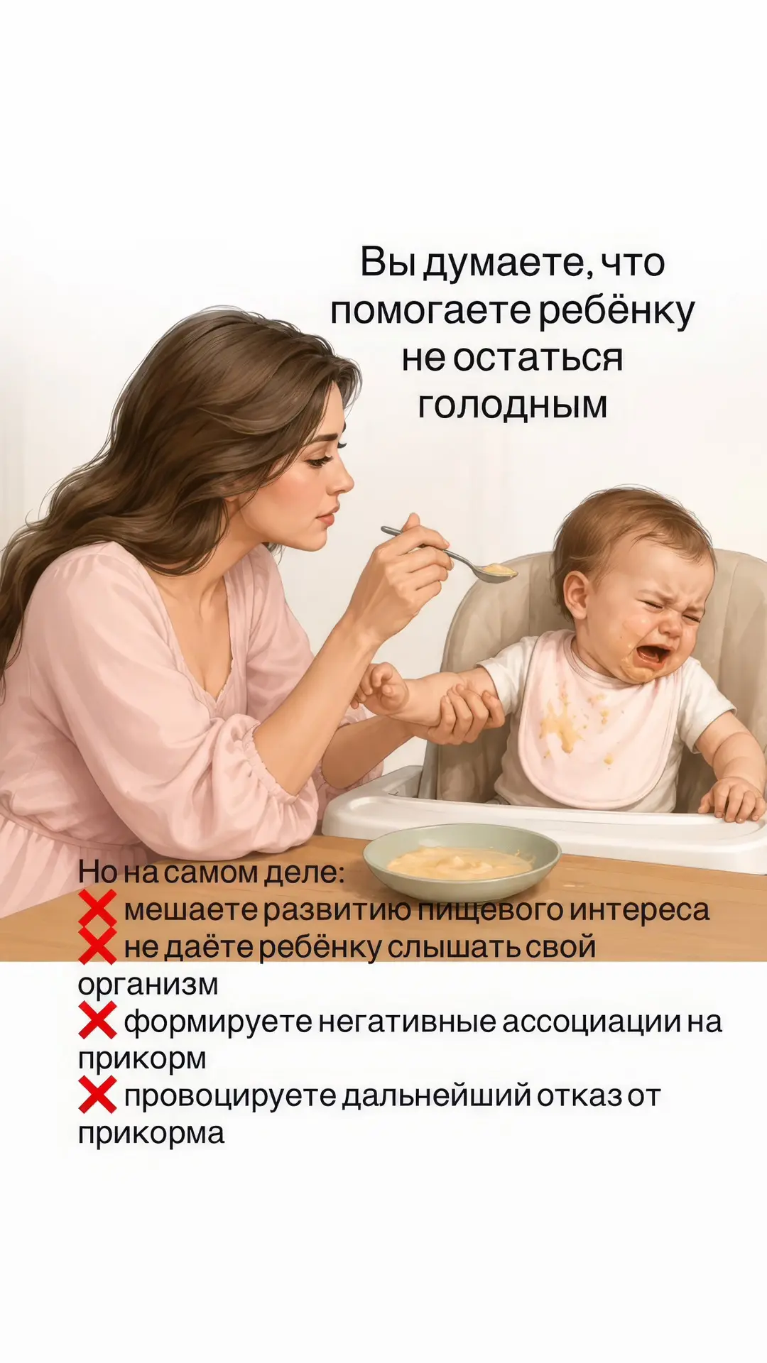 У прикорма до года нет цели накормить ребёнка, он нужен для развития пищевого интереса,...