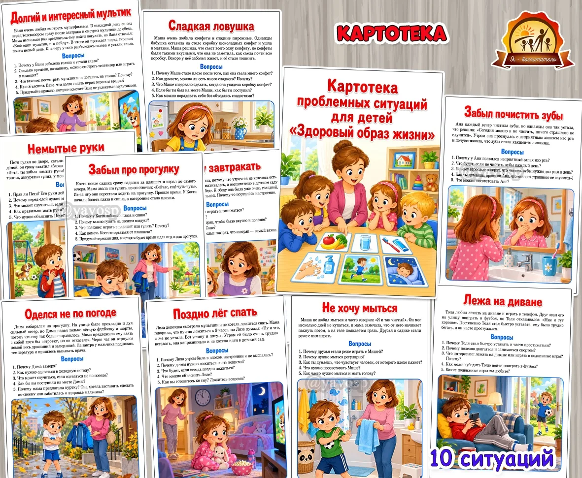 Картотека проблемных ситуаций для детей «Здоровый образ жизни»