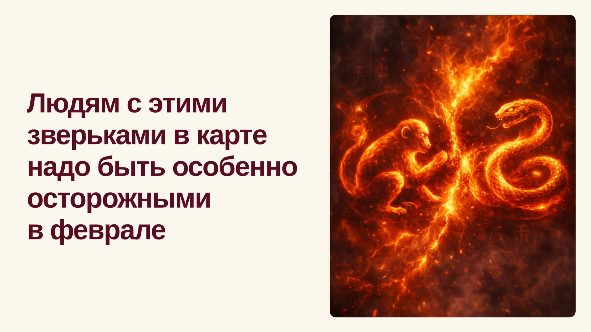 Если в вашей карте Ба Цзы есть Обезьяна 🐒 и Змея 🐍 , пристегнитесь покрепче — февраль приготовил для