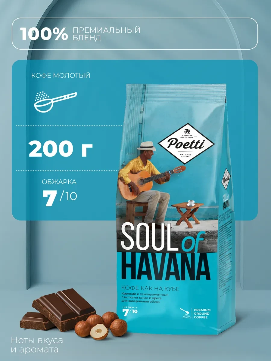⚡️ Кофе молотый Soul of Havana 200 гр, Poetti