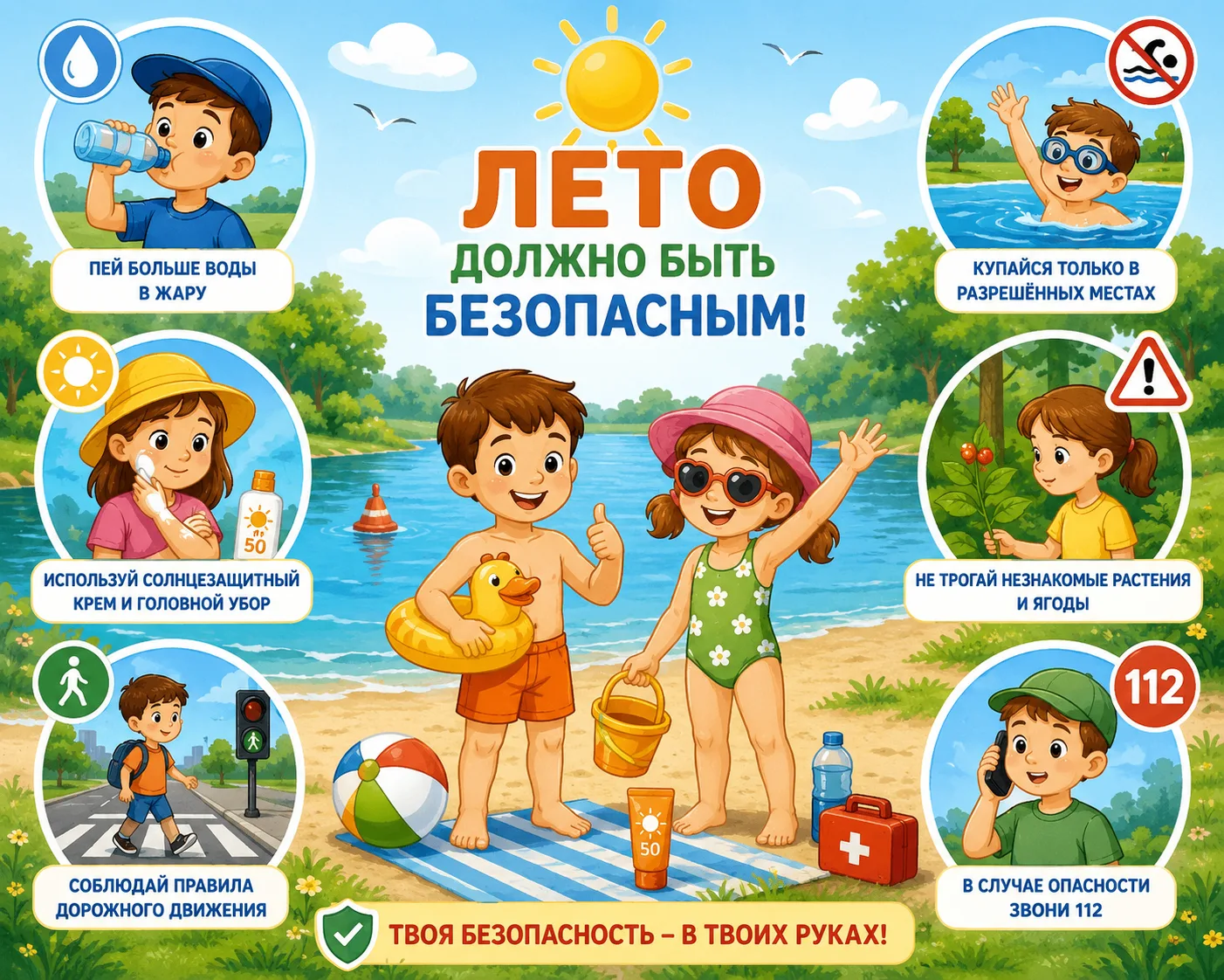 БЕЗОПАСНОСТЬ 
В ЛЕТНЕЕ ВРЕМЯ

☀️ Лето — время отдыха, радости и долгих прогулок, но для родителей эт