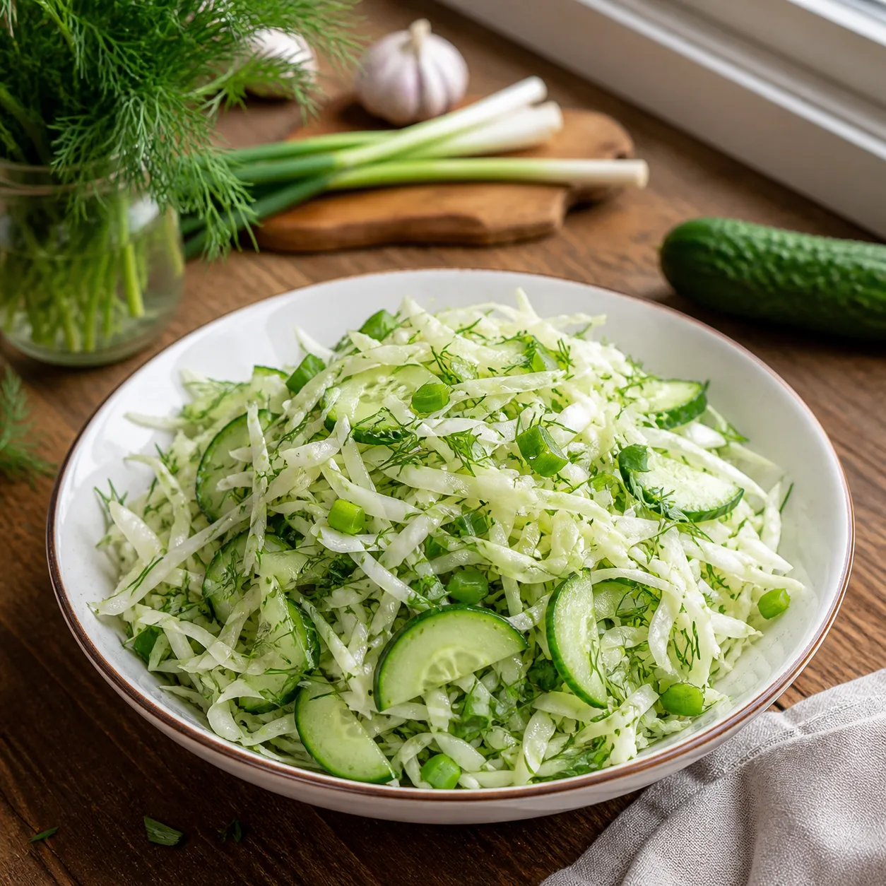 Капуста с огурцом для тех, кто любит самый простой летний хруст