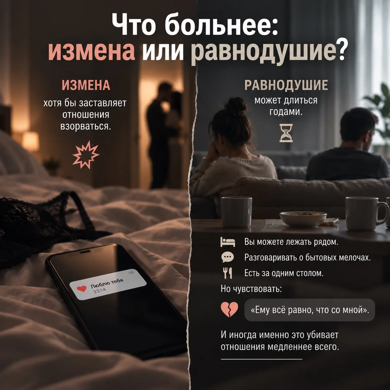**Что больнее: измена или равнодушие?** 💔