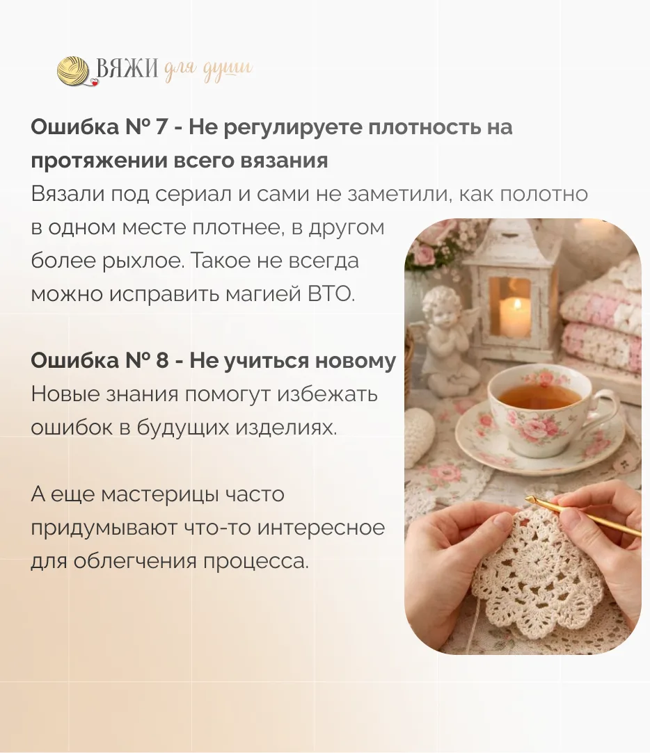 ✨ Вы совершали эти ошибки?  Собрали для вас 10 типичных ошибок, которые совершают вязальщицы.   А чт