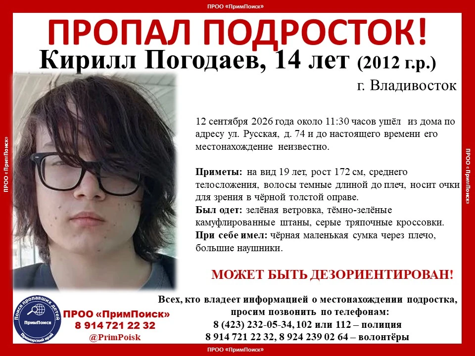 ВНИМАНИЕ! ПРОПАЛ ПОДРОСТОК!