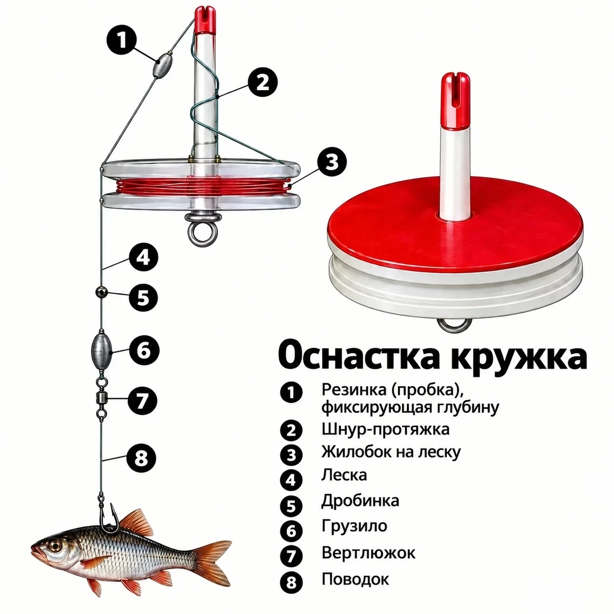 🔴 Оснастка кружка для ловли щуки на живца