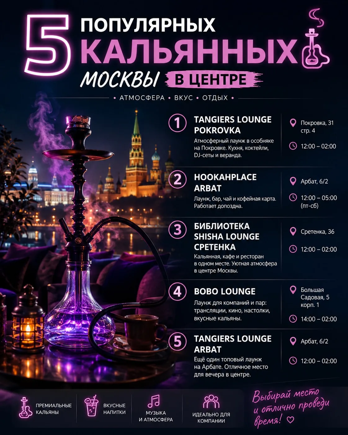 💨 5 кальянных в центре Москвы, куда стоит заглянуть