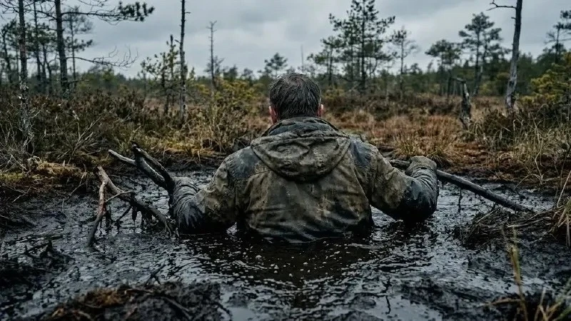 Рыбак в Югре по грудь увяз в иле😱