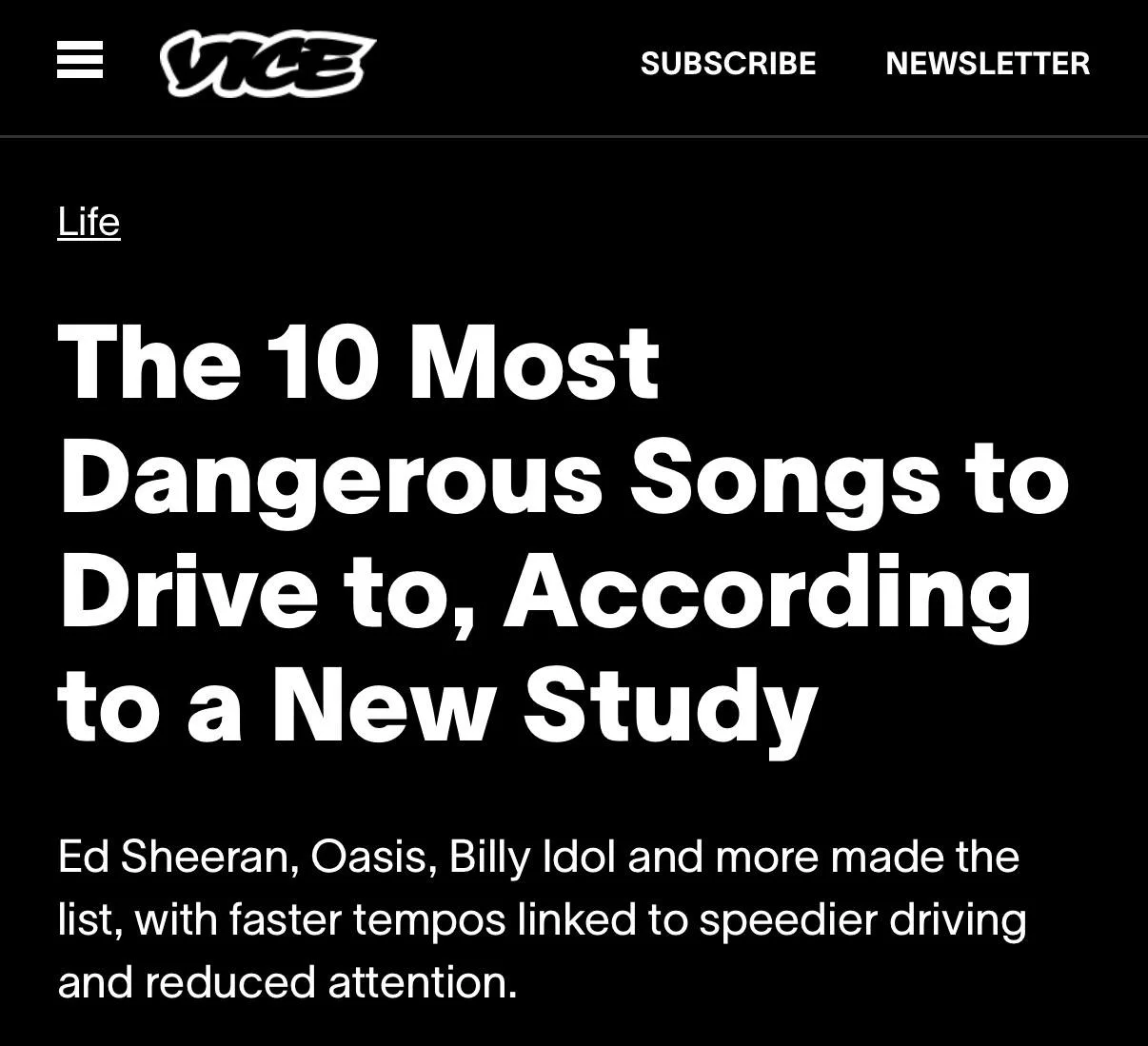 «Shape of You» Эда Ширана назвали самой опасной песней для водителей