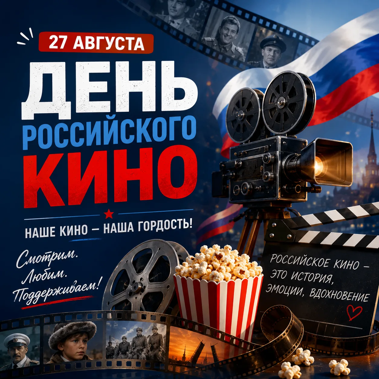 🎬 27 августа отмечается День российского кино!