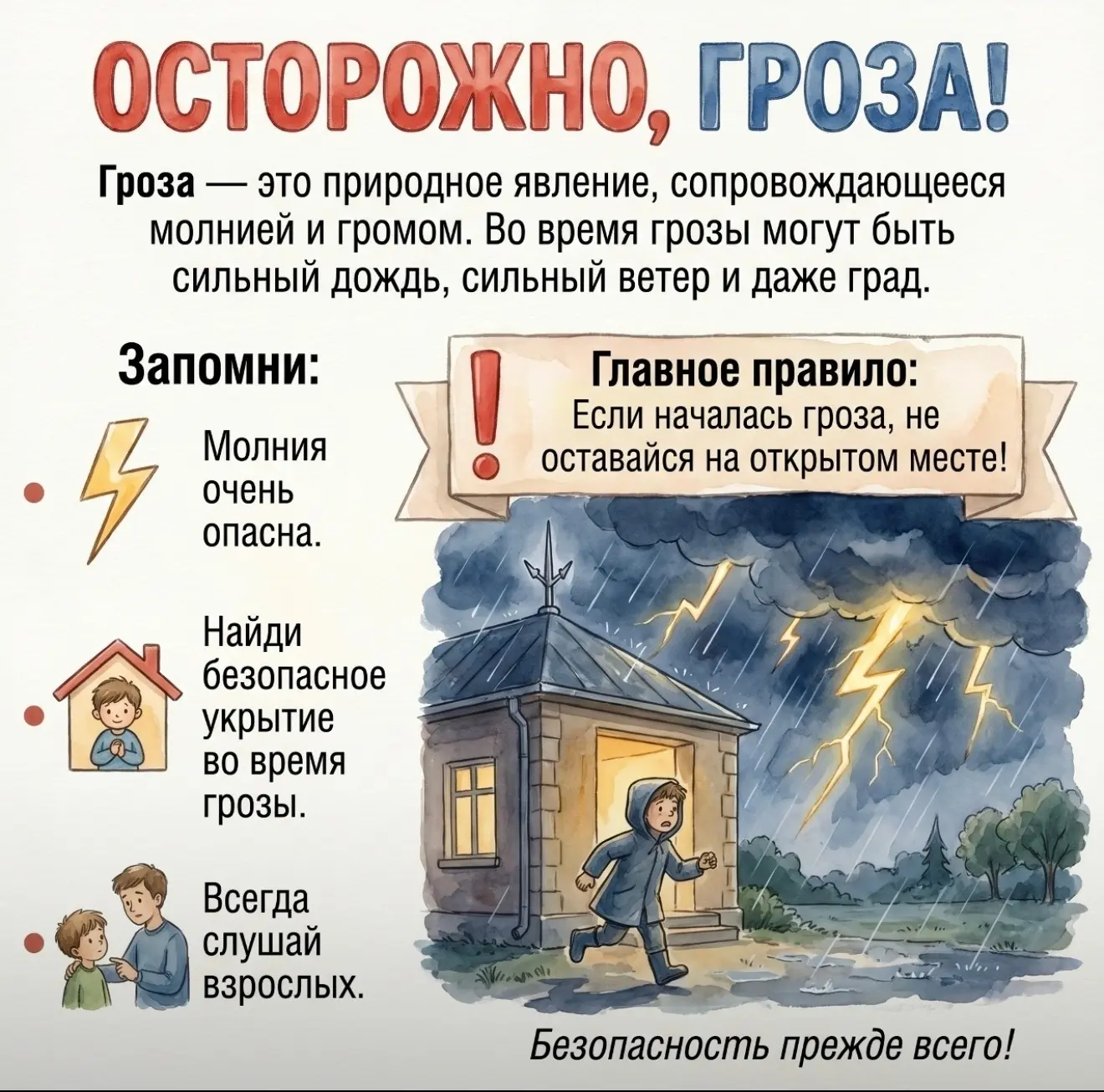 «Безопасность во время грозы»!