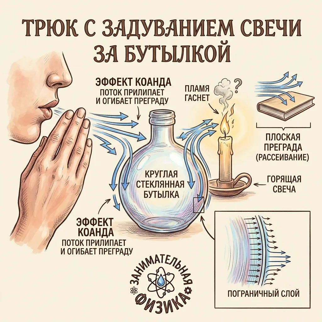 🕯️ ТРЮК С ЗАДУВАНИЕМ СВЕЧИ ЗА БУТЫЛКОЙ: КАК ВОЗДУХ ОГИБАЕТ ПРЕГРАДЫ?

Начнем субботнее утро с легко