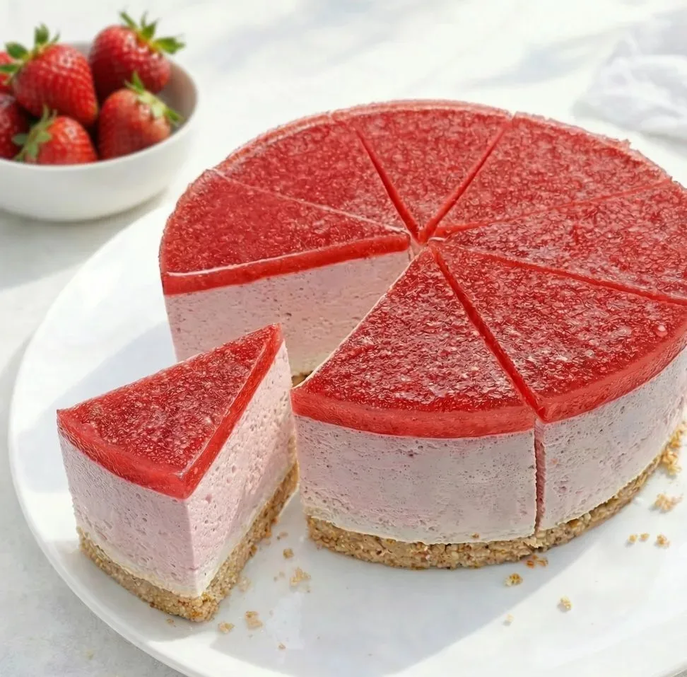 🍓Клубничный кето-чизкейк с маскарпоне (без выпечки) — нежный низкоуглеводный десерт без сахара и глю