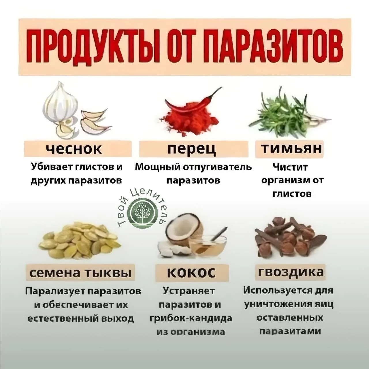 ПРОДУКТЫ ПРОТИВ ПАРАЗИТОВ 👇