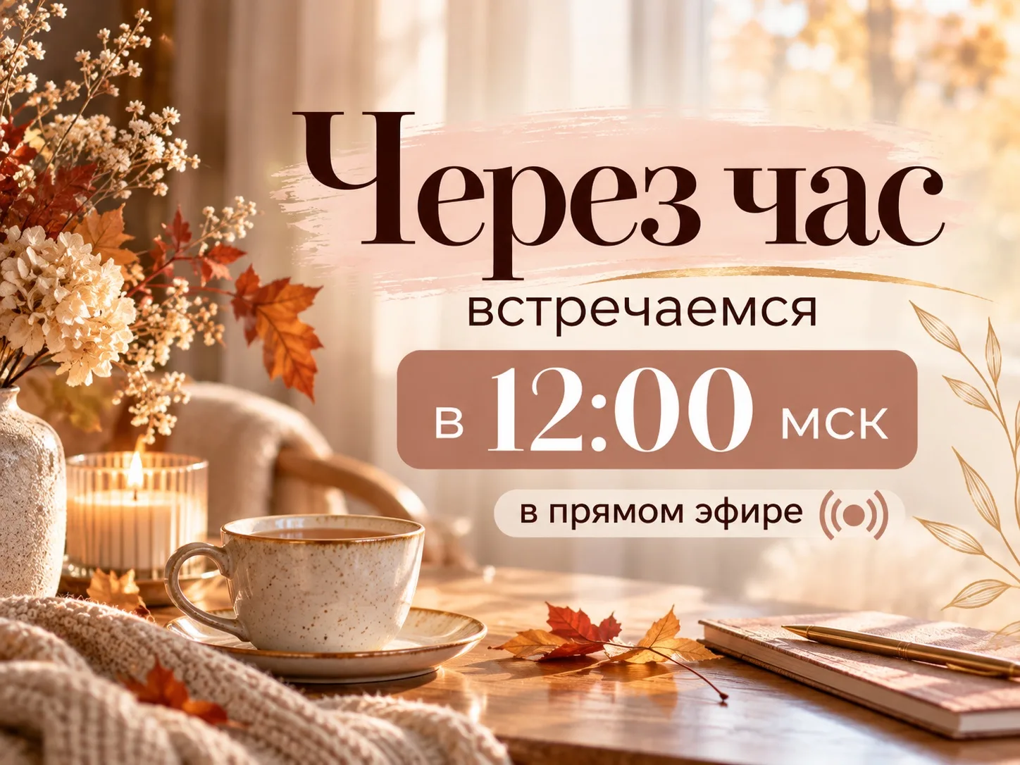 Через  1 час, в 12:00 МСК начинаем наш прямой эфир.
