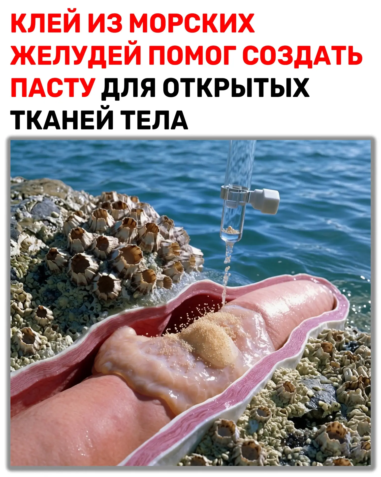 🦪 Морские желуди умеют то, что плохо получается у многих клеев: цепко держаться на мокрой, грязной 