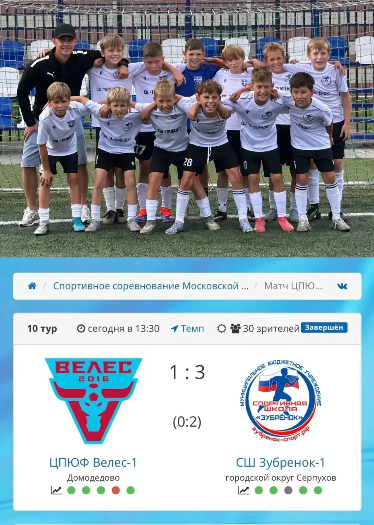 ⚽️ 24 августа команда спортивной школы «Зубрёнок» под руководством тренера Леонида Серг...