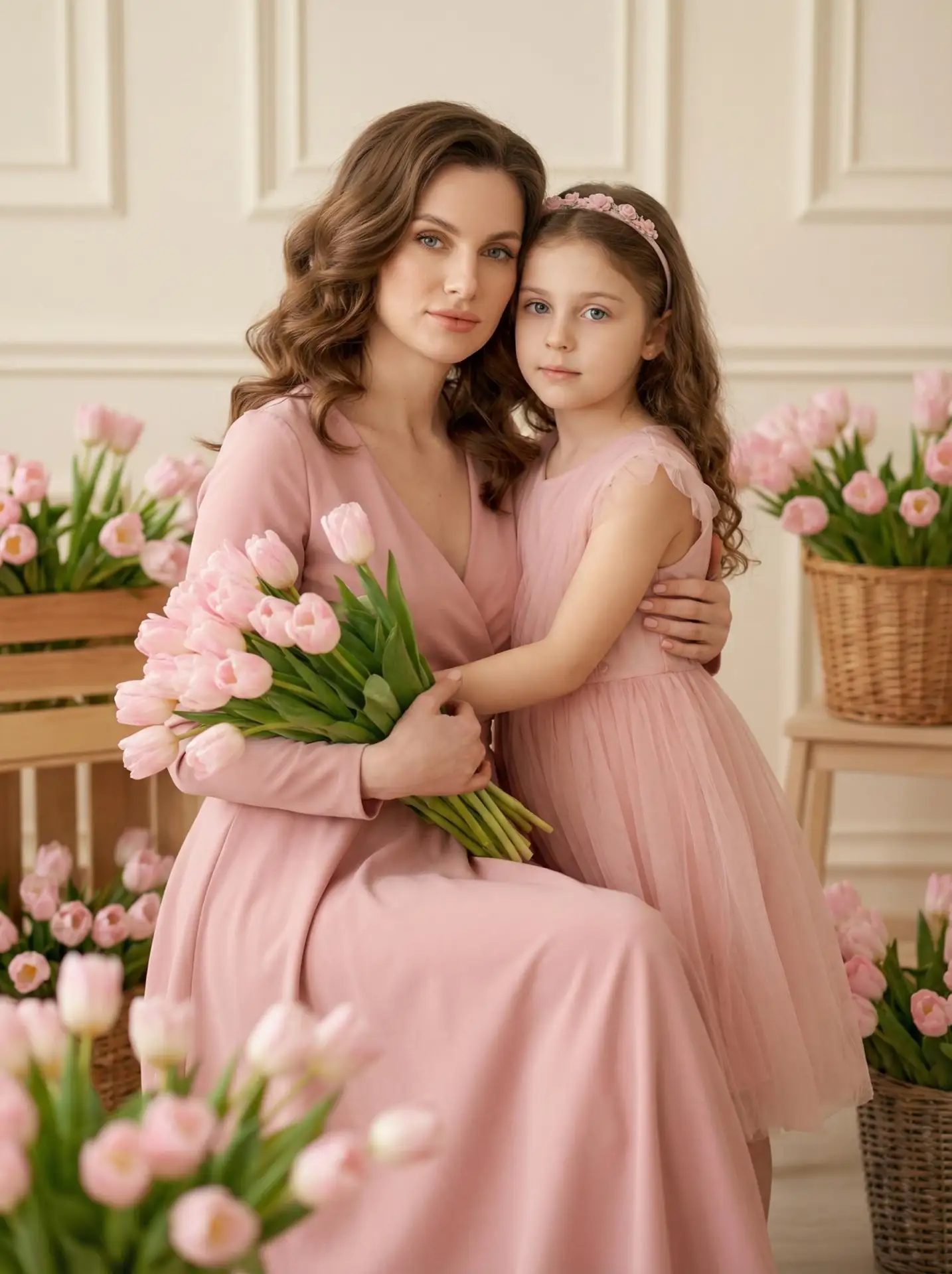 🖼 Woman and a little girl are half-turned