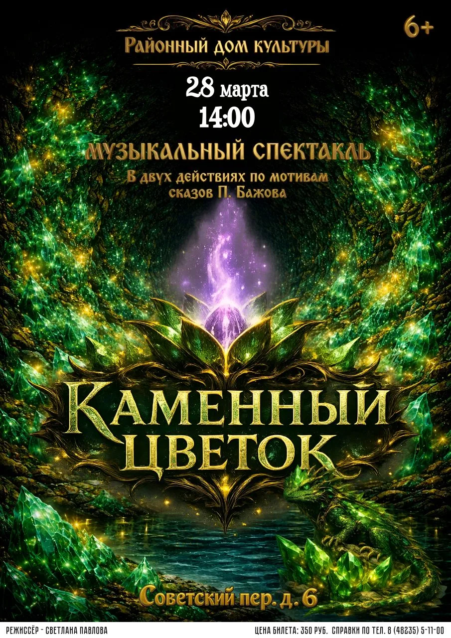Осташковский дом культуры приглашает на музыкальный спектакль «Каменный цветок». Наша т...