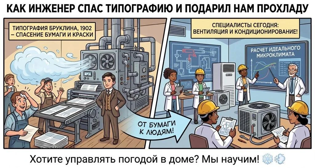 Как инженер спас типографию и подарил нам прохладу
Сегодня мы не представляем себе лето без кондицио