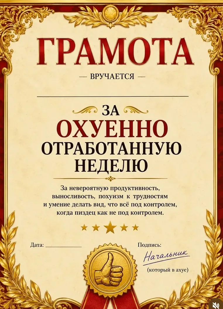 Распечатай. Подпиши. Повесь на стену. Ты это заслужил !