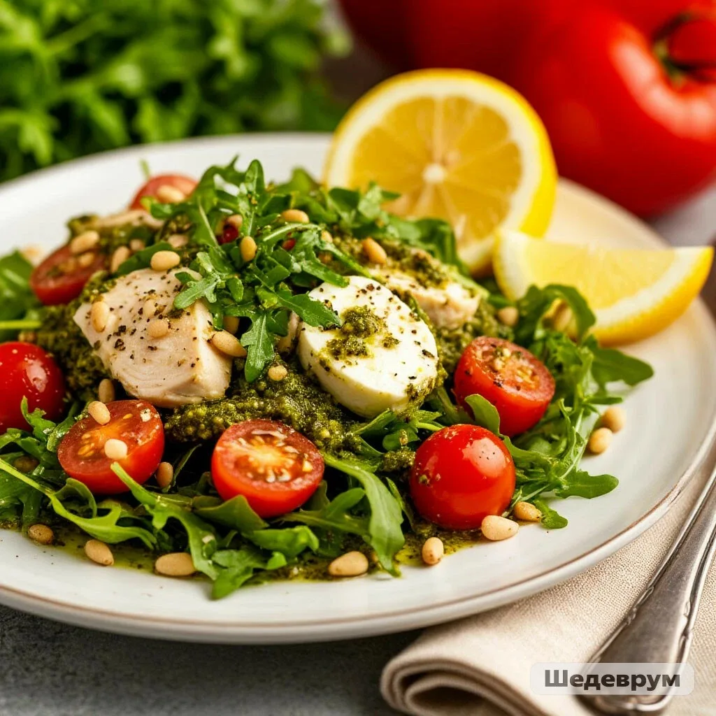 🥗 САЛАТ С КУРИЦЕЙ И ПЕСТО — ПРОЩЕ, ЧЕМ ТЫ ДУМАЕШЬ! ✨🍗

🥗 ИНГРЕДИЕНТЫ:
🍗 Куриное филе — 200 г
🥗 