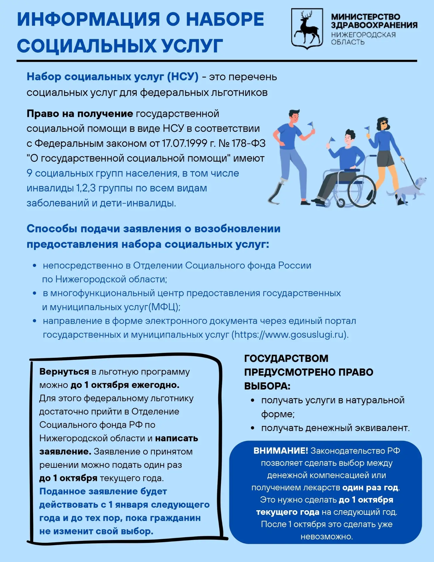 Информация о наборе социальных услуг (НСУ) 
Если вы или ваши близкие — участники федеральных льготны
