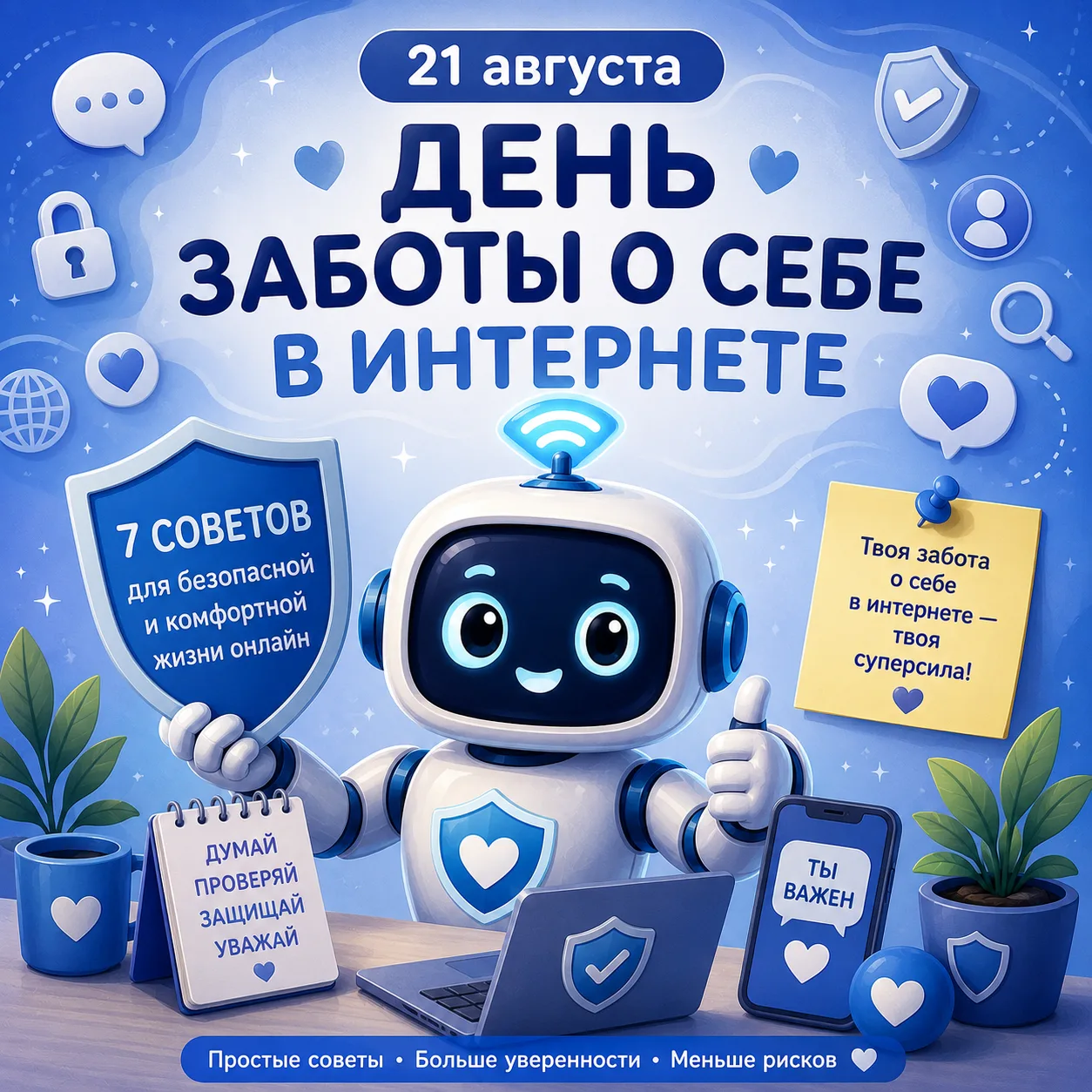 ❗️ 21 августа отмечается День заботы о себе в Интернете!