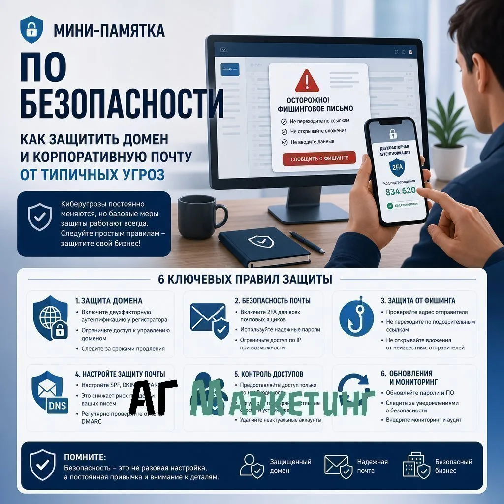 Мини‑памятка по безопасности: как защитить домен и корпоративную почту от типичных угро...