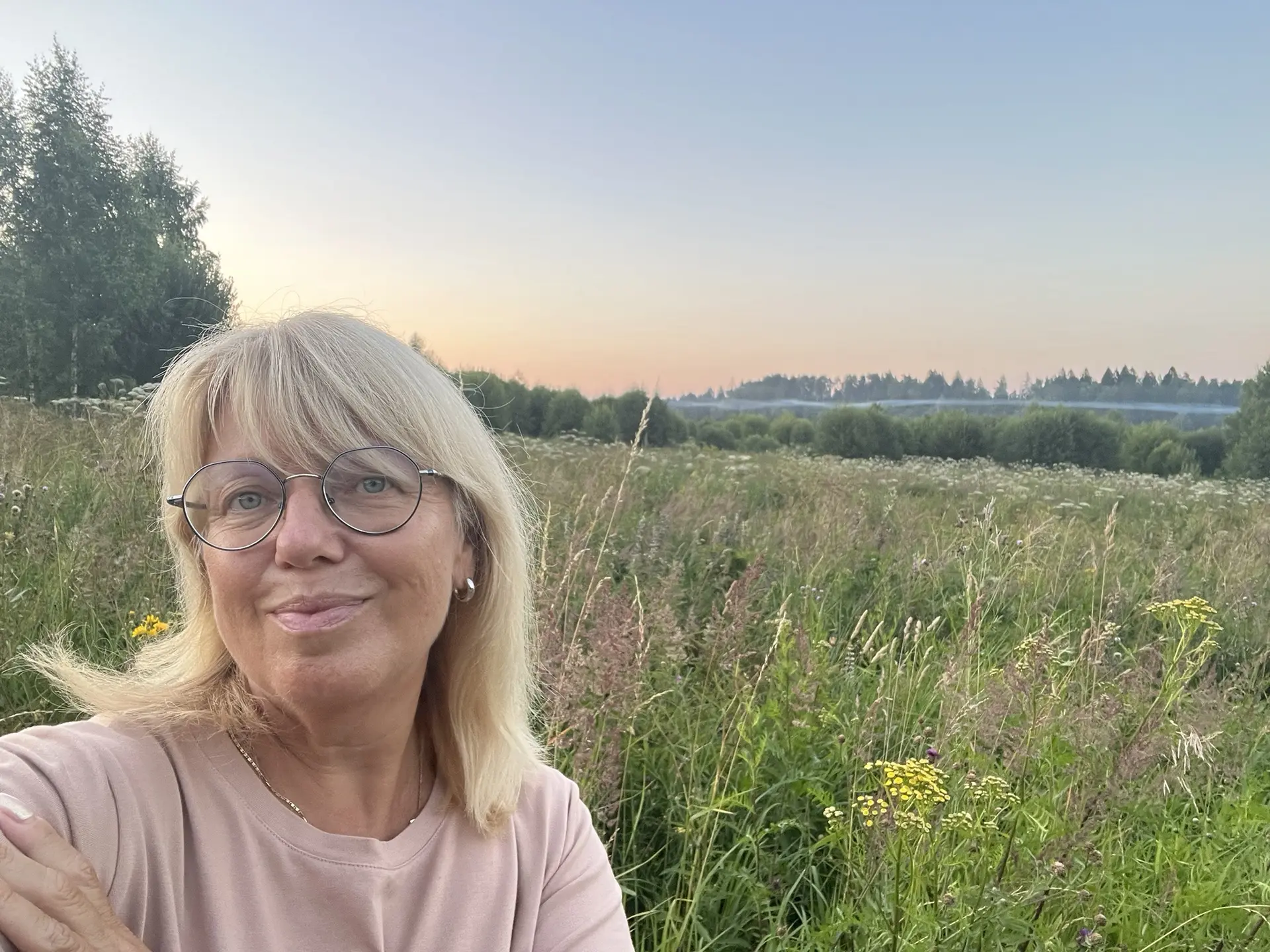Чудесный летний вечер в любимом Подмосковье💚. Красивый закат, туман, пряный запах луговых трав.. И 