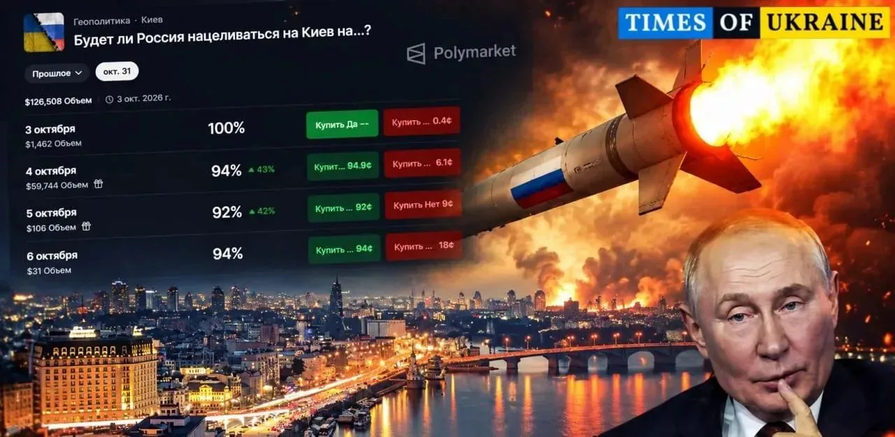 На платформе «Polymarket» делают ставки на то, будет ли Россия атаковать Киев.