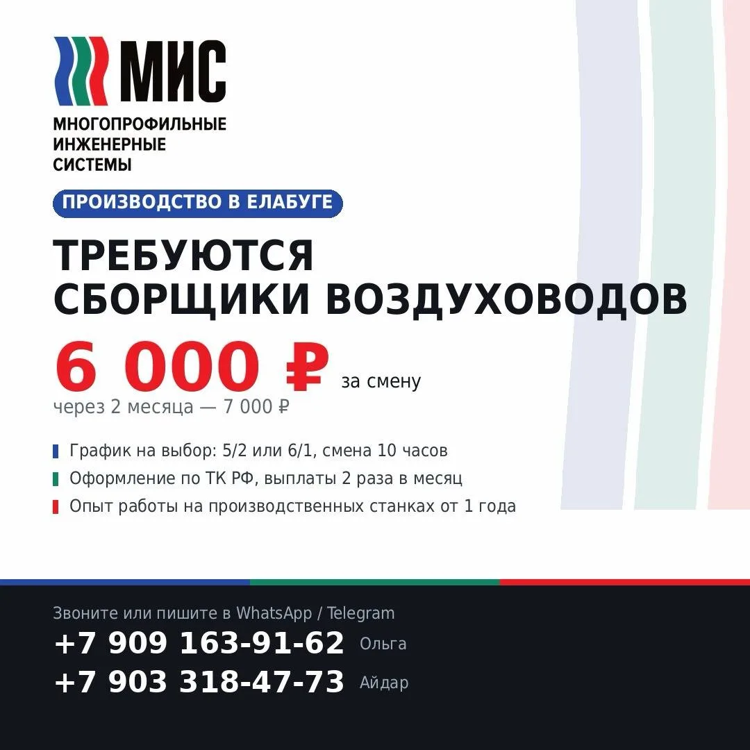 🔧 СБОРЩИКИ ВОЗДУХОВОДОВ — ЕЛАБУГА